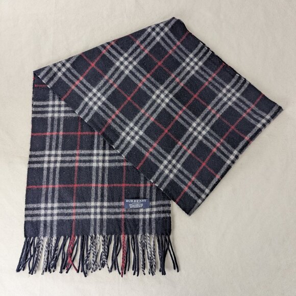 Authentic Pre-Owned Burberry Lambswool Scarf Blue – Unisex Check – Premium Wrap - Picture 1 of 7